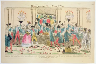 Banquete dado em 1 de outubro de 1789 na Ópera de Versalhes pelos guarda-costas do rei para saudar a chegada do Regimento de Flandres para ajudar no apoio e proteção da família real francesa (
